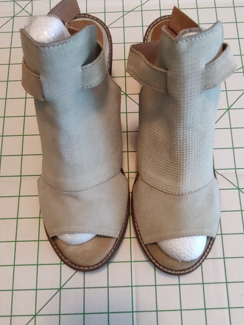 ROAM Beige Open-Toe Ankle Booties